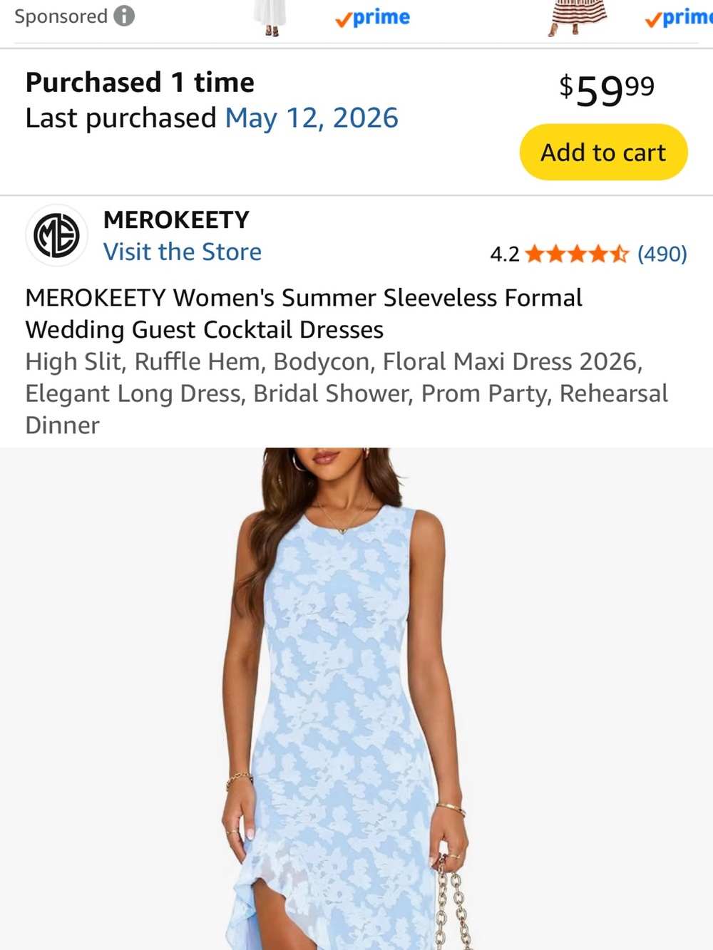 Light Blue Floral High-Low Ruffle Dress - Picture 3 of 5